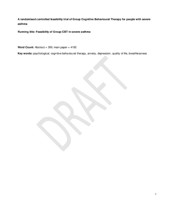 (PDF) A randomised controlled feasibility trial of Group Cognitive ...