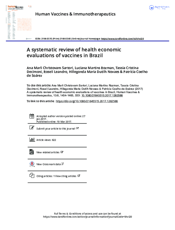(PDF) A systematic review of health economic evaluations of vaccines in ...