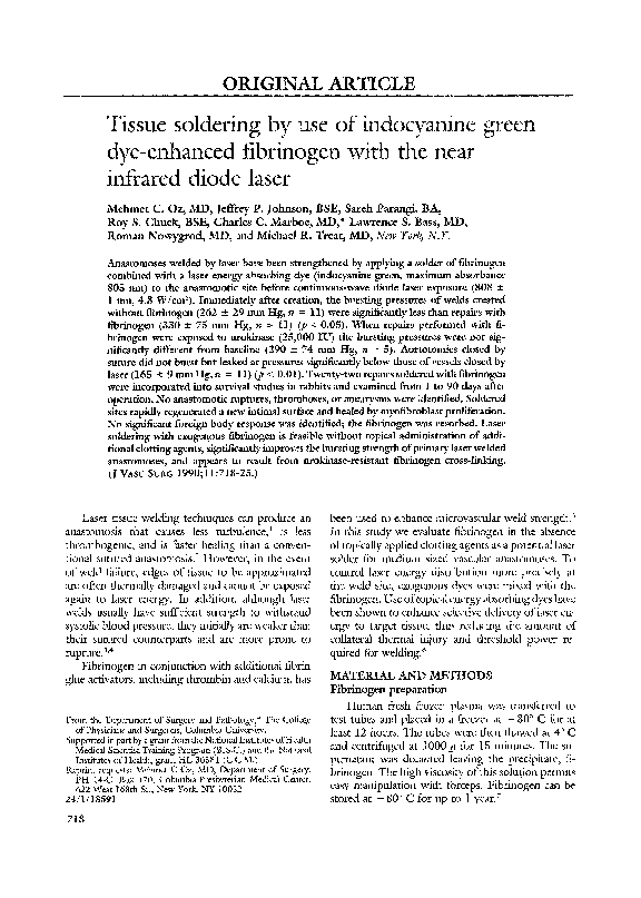 (PDF) Tissue soldering by use of indocyanine green dyeenhanced