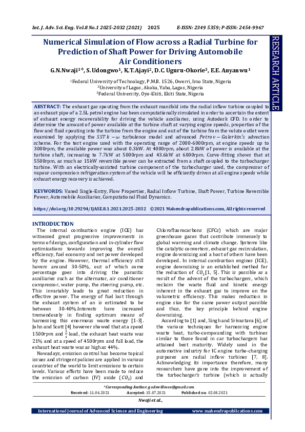 (PDF) Numerical Simulation of Flow across a Radial Turbine for ...