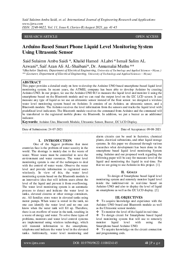 (PDF) Arduino Based Smart Phone Liquid Level Monitoring System Using ...