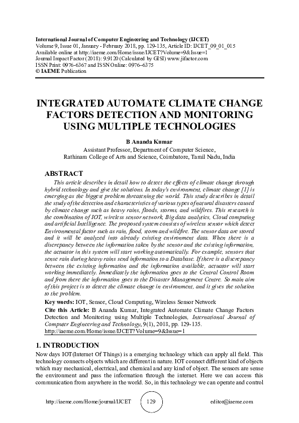 (PDF) INTEGRATED AUTOMATE CLIMATE CHANGE FACTORS DETECTION AND ...