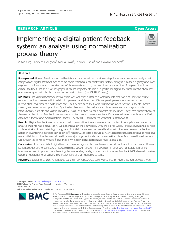  pdf implementing a digital patient feedback system an analysis using