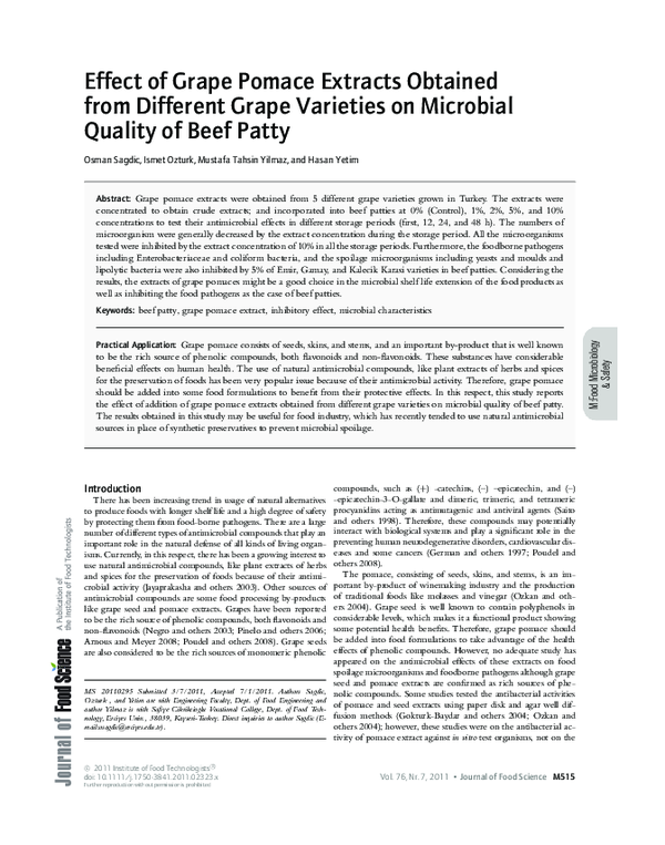 (PDF) Effect of Grape Pomace Extracts Obtained from Different Grape ...