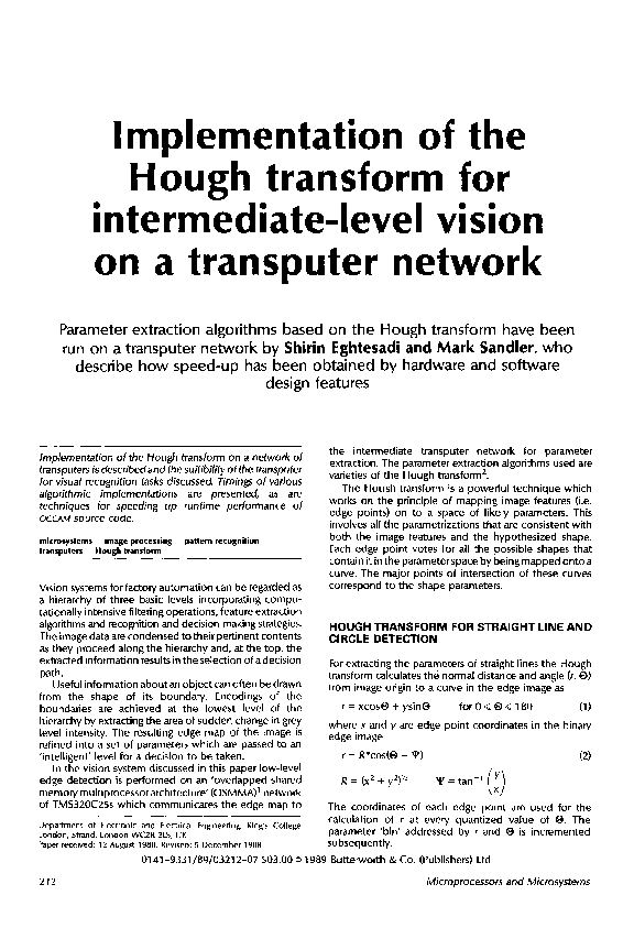 (PDF) Implementation of the Hough transform for intermediate-level ...
