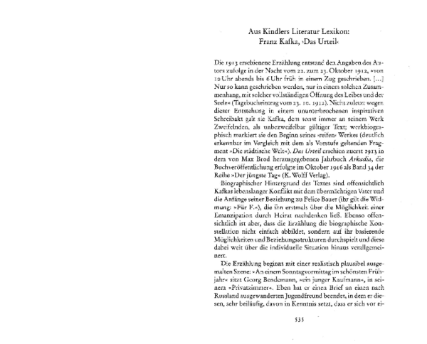 Kafka Das Urteil Zusammenfassung (PDF) Franz Kafka, "Das Urteil"