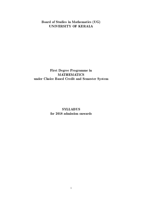 (PDF) Board of Studies in Mathematics (UG) UNIVERSITY OF KERALA First ...