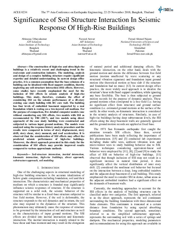 (PDF) Significance of Soil Structure Interaction In Seismic Response Of ...