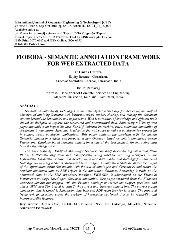 (PDF) FIOBODA - SEMANTIC ANNOTATION FRAMEWORK FOR WEB EXTRACTED DATA