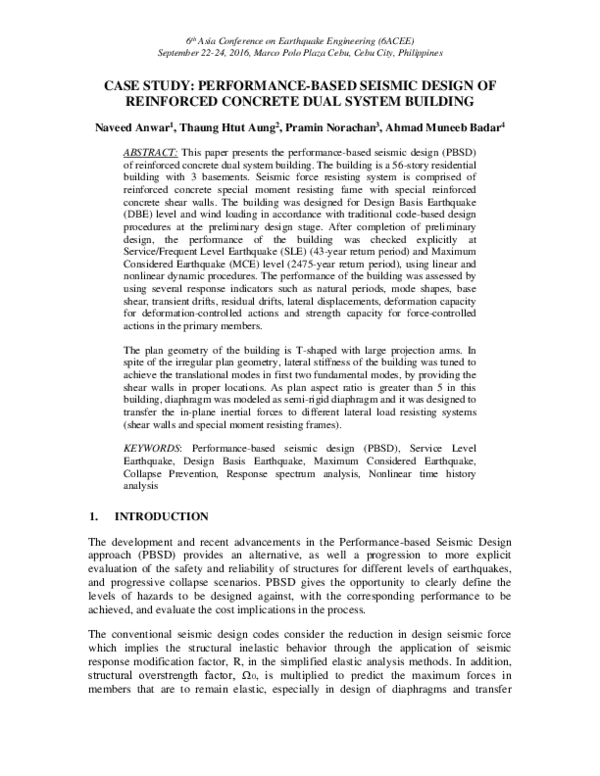 (PDF) CASE STUDY: PERFORMANCE-BASED SEISMIC DESIGN OF REINFORCED ...