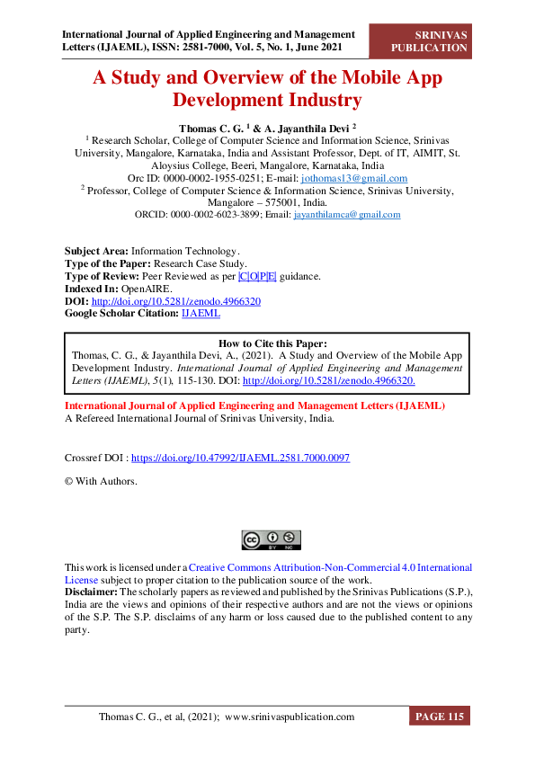 (PDF) A Study and Overview of the Mobile App Development Industry