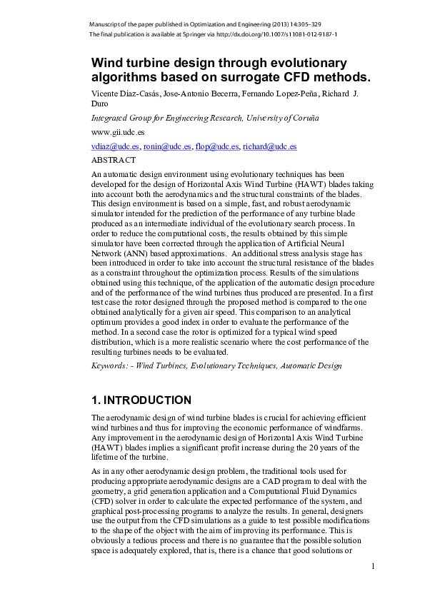 (PDF) Wind turbine design through evolutionary algorithms based on ...