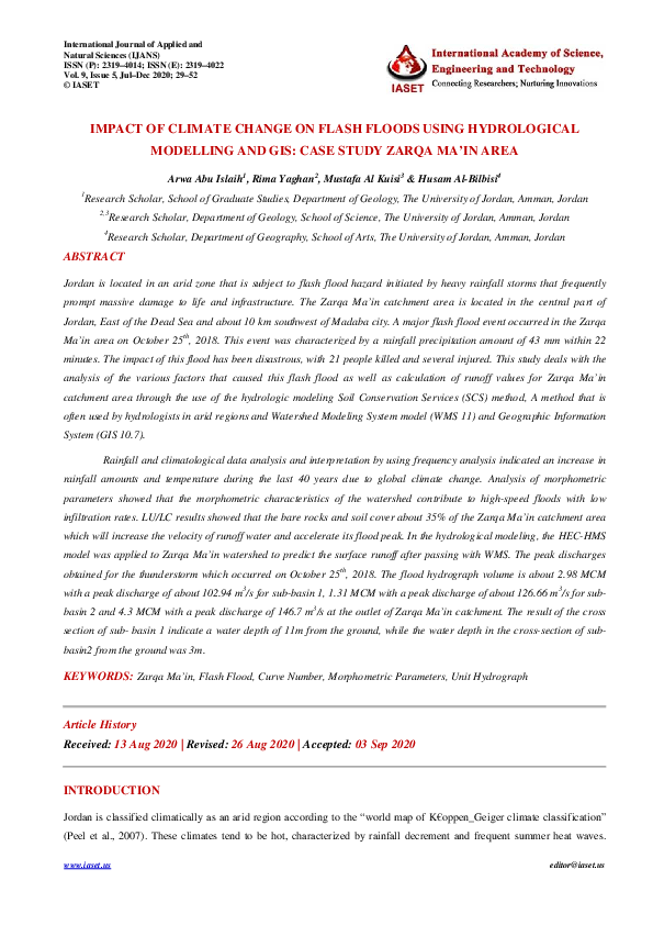 (PDF) IMPACT OF CLIMATE CHANGE ON FLASH FLOODS USING HYDROLOGICAL ...