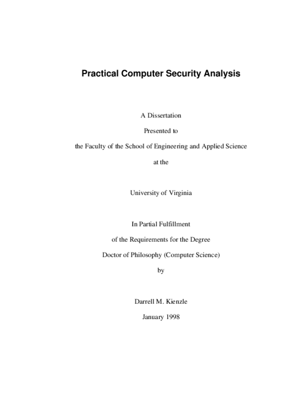 (PDF) Practical Computer Security Analysis