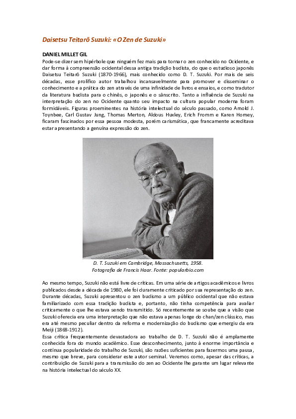 (PDF) Daisetsu Teitarō Suzuki «O Zen de Suzuki»
