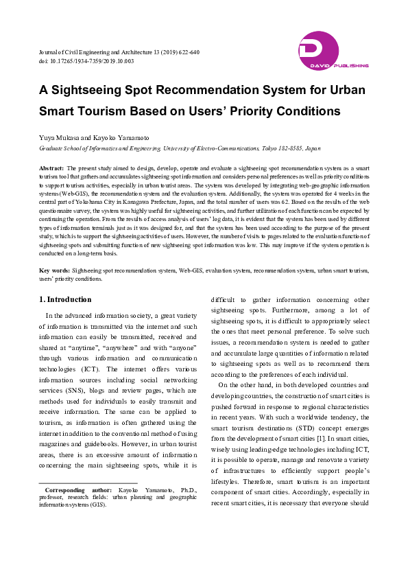 (PDF) A Sightseeing Spot Recommendation System for Urban Smart Tourism ...