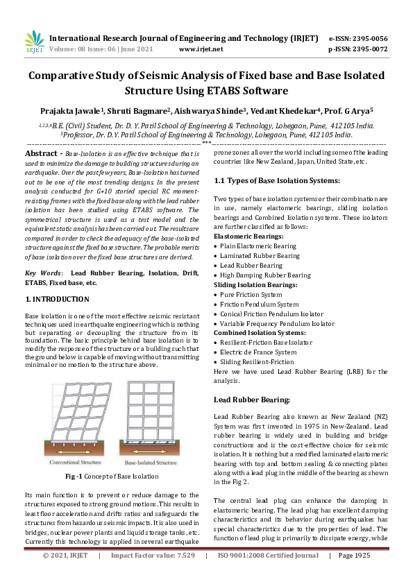 (PDF) IRJET- Comparative Study of Seismic Analysis of Fixed base and ...