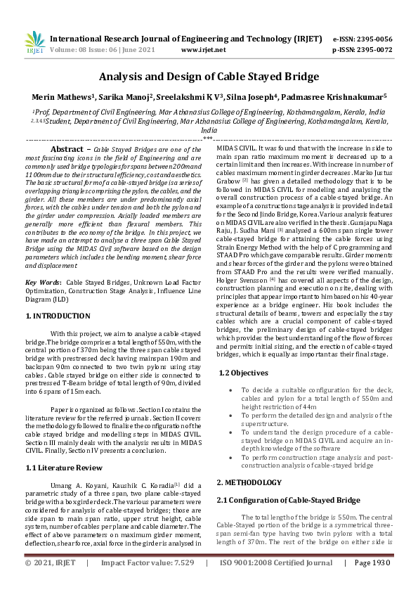 (PDF) IRJET- Analysis and Design of Cable Stayed Bridge