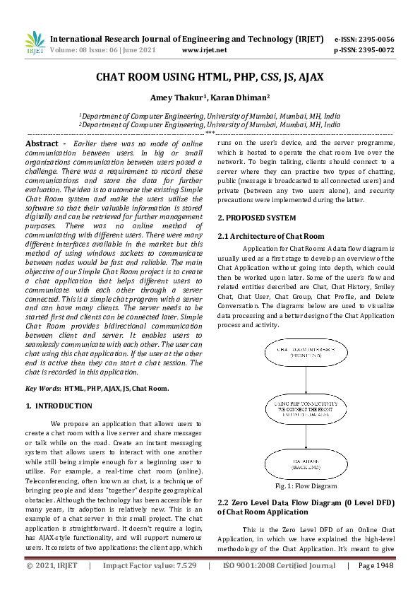 (PDF) IRJET- CHAT ROOM USING HTML, PHP, CSS, JS, AJAX