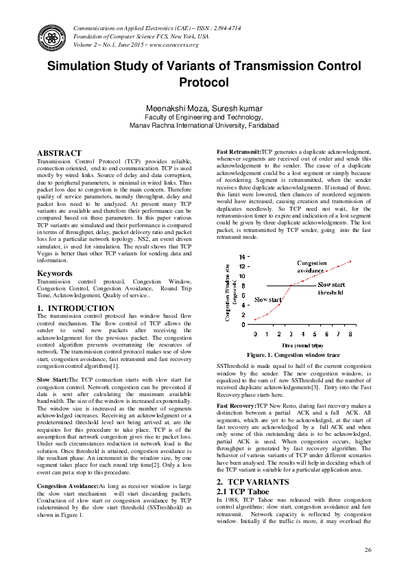 (PDF) Simulation Study of Variants of Transmission Control Protocol