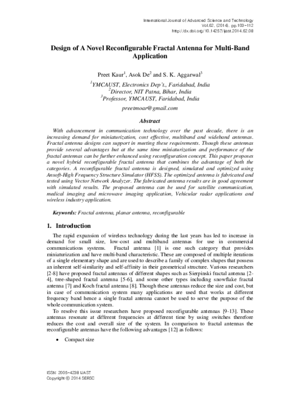 (PDF) Design of A Novel Reconfigurable Fractal Antenna for Multi-Band ...