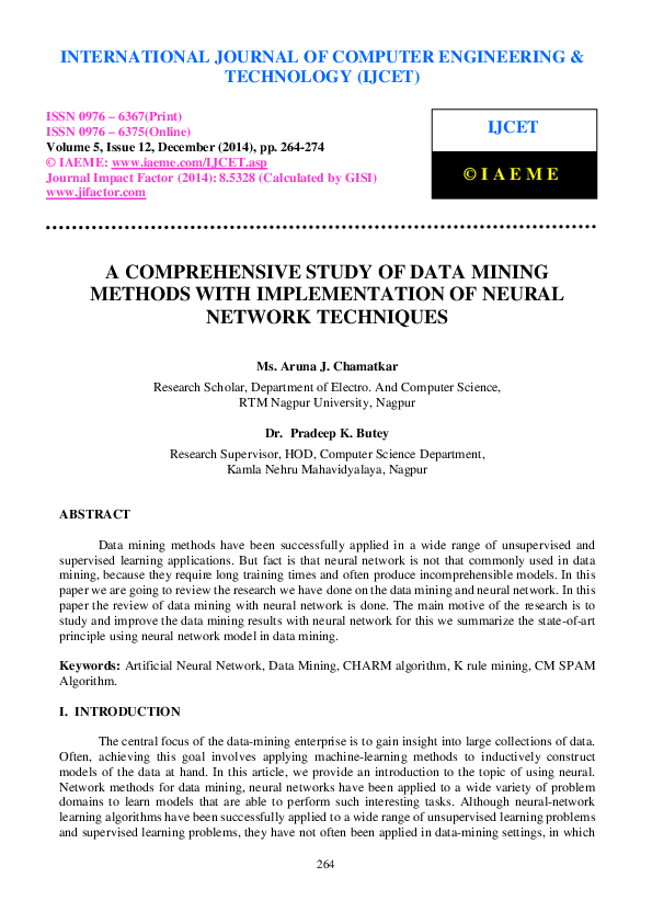 (PDF) A COMPREHENSIVE STUDY OF DATA MINING METHODS WITH IMPLEMENTATION ...