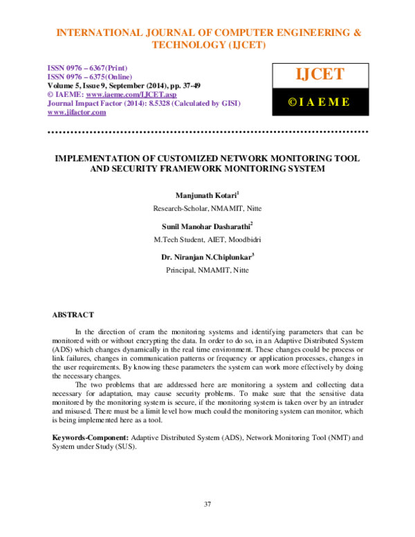 (PDF) IMPLEMENTATION OF CUSTOMIZED NETWORK MONITORING TOOL AND SECURITY ...