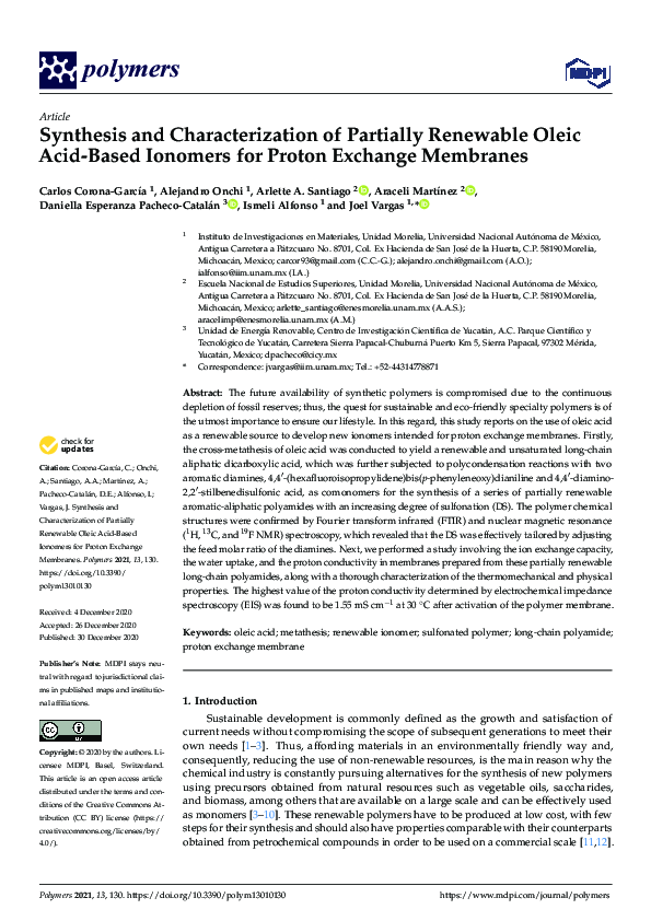 (PDF) Synthesis and Characterization of Partially Renewable Oleic Acid ...