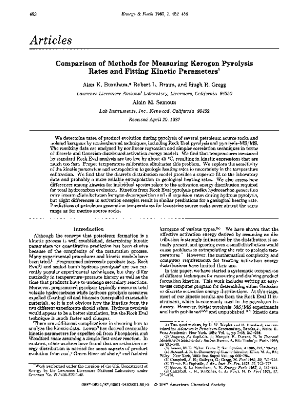 (PDF) Comparison of methods for measuring kerogen pyrolysis rates and ...