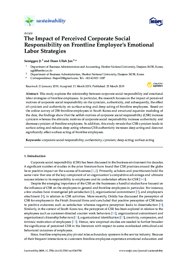 (PDF) The impact of perceived corporate social responsibility on ...