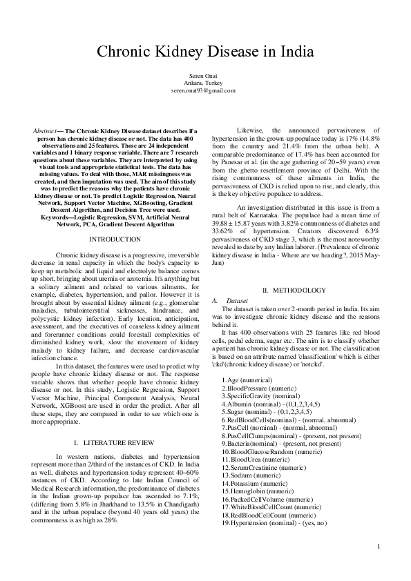 (PDF) Chronic Kidney Disease in India