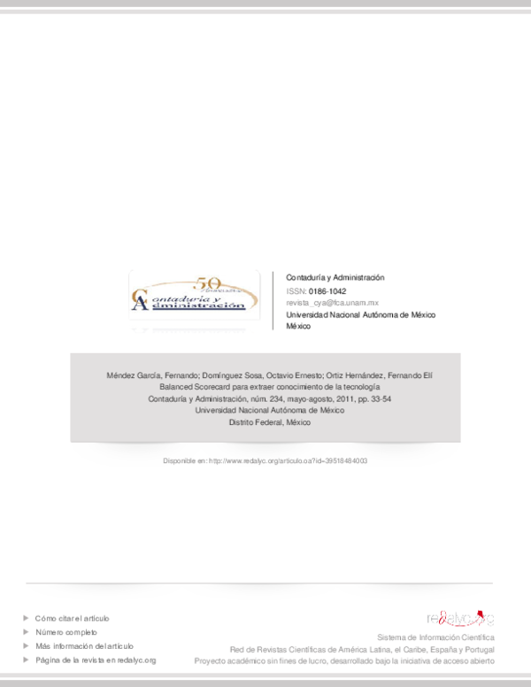 (PDF) Balanced Scorecard para extraer conocimiento de la tecnología