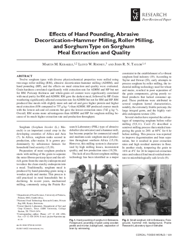 (PDF) Effects of Hand Pounding, Abrasive Decortication Hammer Milling ...