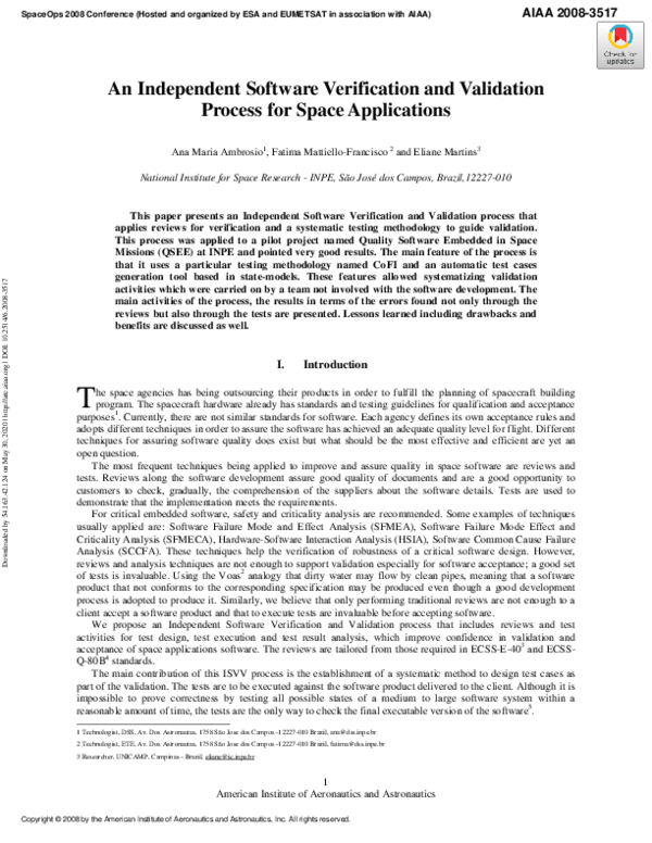 (PDF) A Independent Software Verification and Validation Process for ...