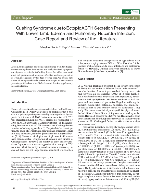 (PDF) [Cushing syndrome due to ectopic ACTH secretion: an uncommon case ...
