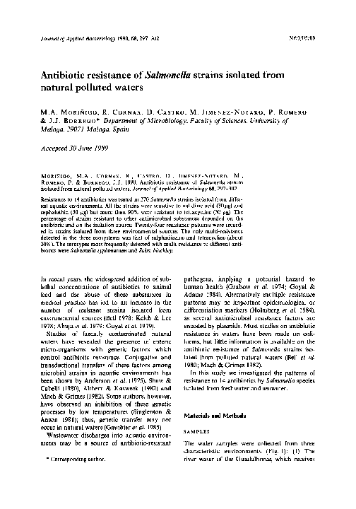 (PDF) Antibiotic resistance of Salmonella strains isolated from natural ...