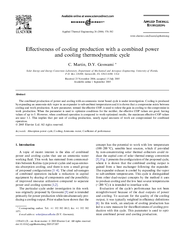 (PDF) Effectiveness of cooling production with a combined power and ...