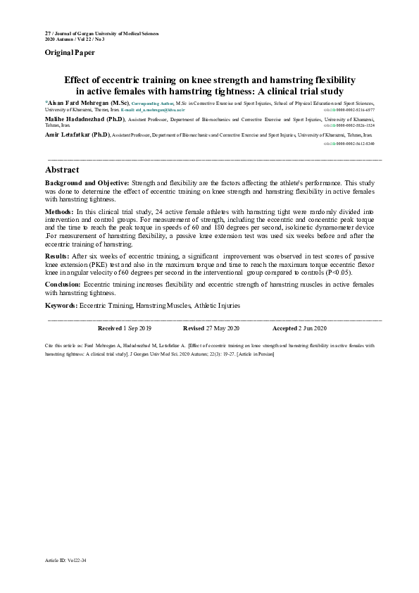 (PDF) Effect of eccentric training on knee strength and hamstring ...