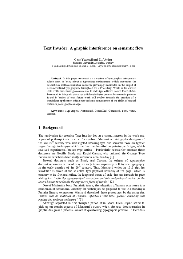 (PDF) Text Invader: A graphic interference on semantic flow