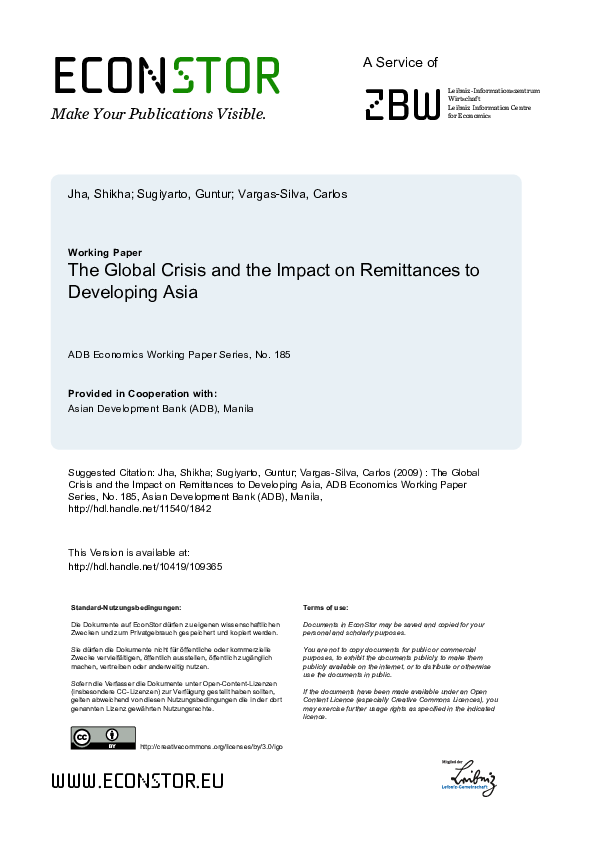 (PDF) The Global Crisis and the Impact on Remittances to Developing Asia
