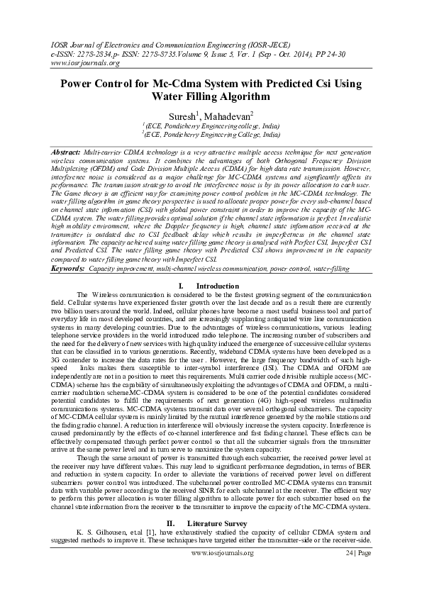 (PDF) Power Control for Mc-Cdma System with Predicted Csi Using Water ...