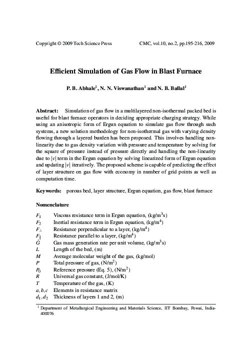 (PDF) Efficient Simulation of Gas Flow in Blast Furnace