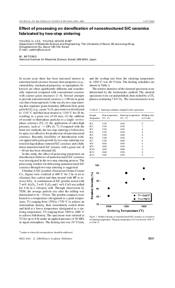 (PDF) Effect of processing on densification of nanostructured SiC ...