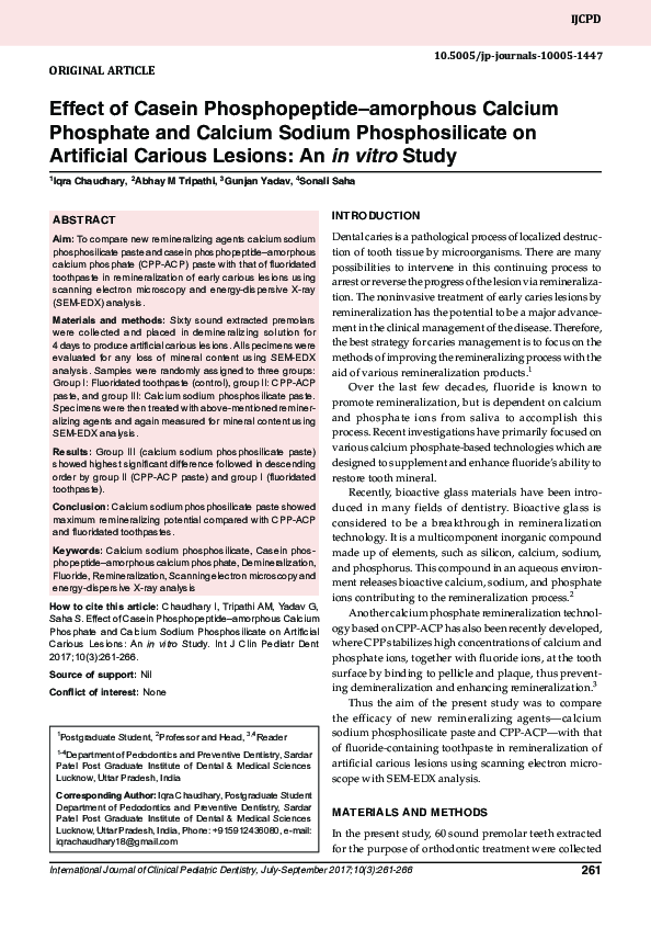(PDF) Effect of casein phosphopeptide-amorphous calcium phosphate and ...