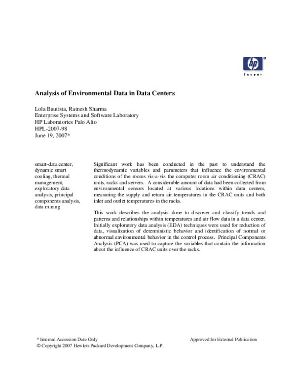 (PDF) Analysis of Environmental Data in Data Centers
