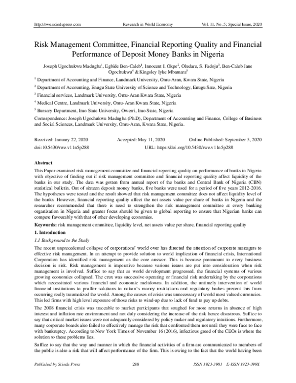 (PDF) Risk Management Committee, Financial Reporting Quality and