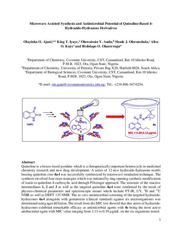(PDF) Microwave-assisted synthesis and antimicrobial activities of ...