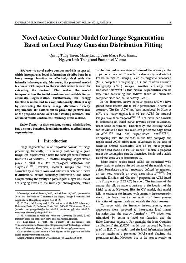 (PDF) Novel Active Contour Model for Image Segmentation Based on Local ...