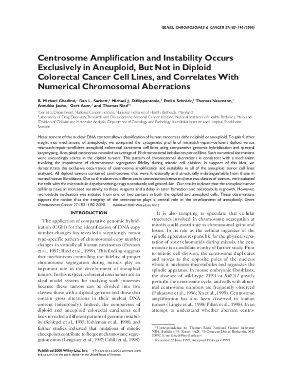 (PDF) Centrosome amplification and instability occurs exclusively in ...