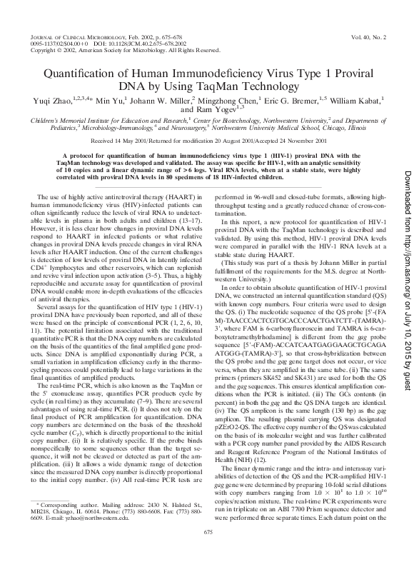 (PDF) Quantification of human immunodeficiency virus type 1 proviral ...